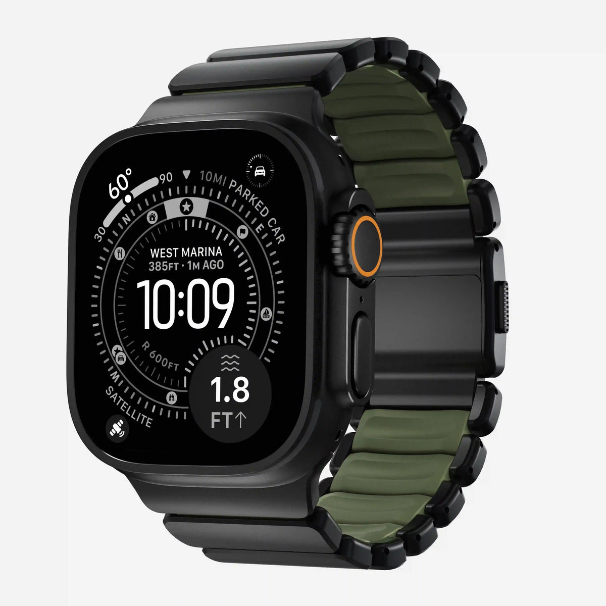 Stratos Band - 49mm | Black Titanium | Forest FKM
