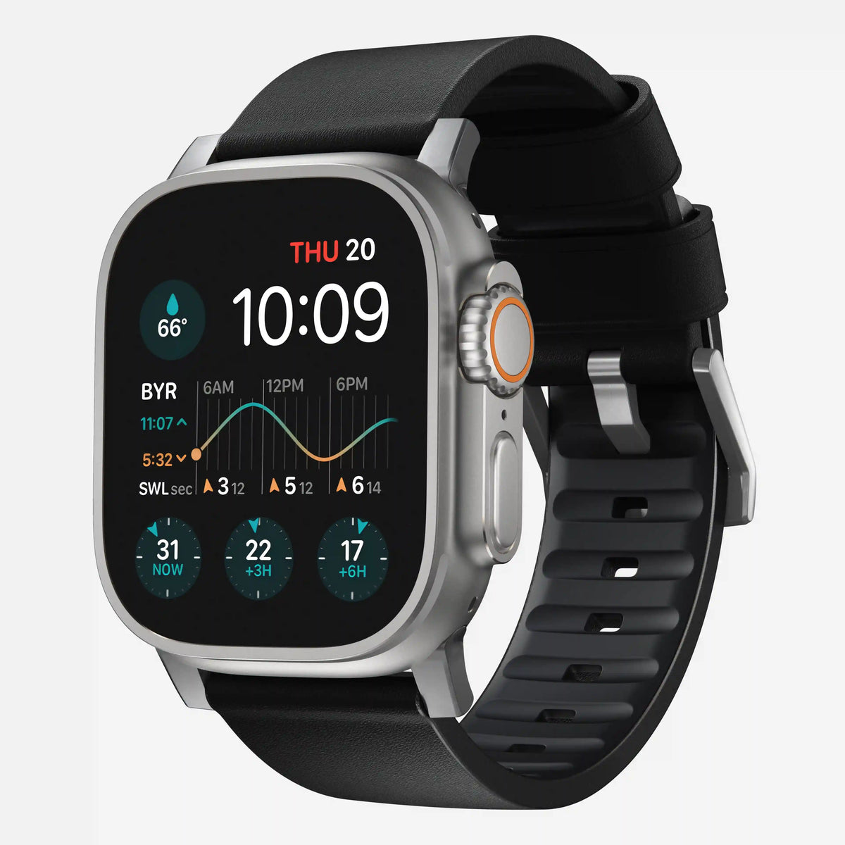 Active Band Pro - 46mm/49mm | Silver Hardware | Black Active Leather