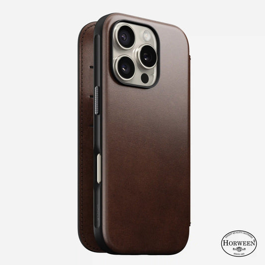 Modern Leather Folio - iPhone 16 Pro | Rustic Brown | Horween
