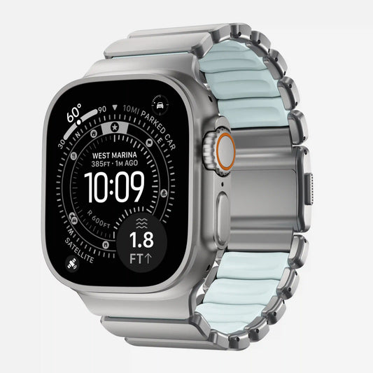 Stratos Band - 49mm | Natural Titanium | Icy Blue Glow FKM