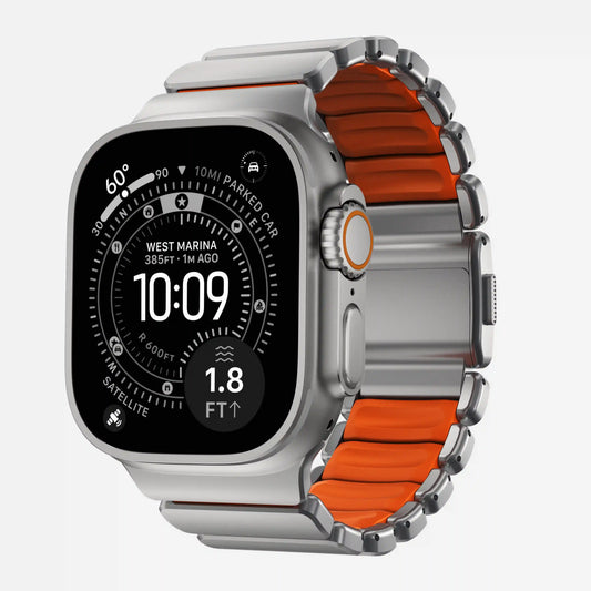 Stratos Band - 49mm | Natural Titanium | Ultra Orange FKM