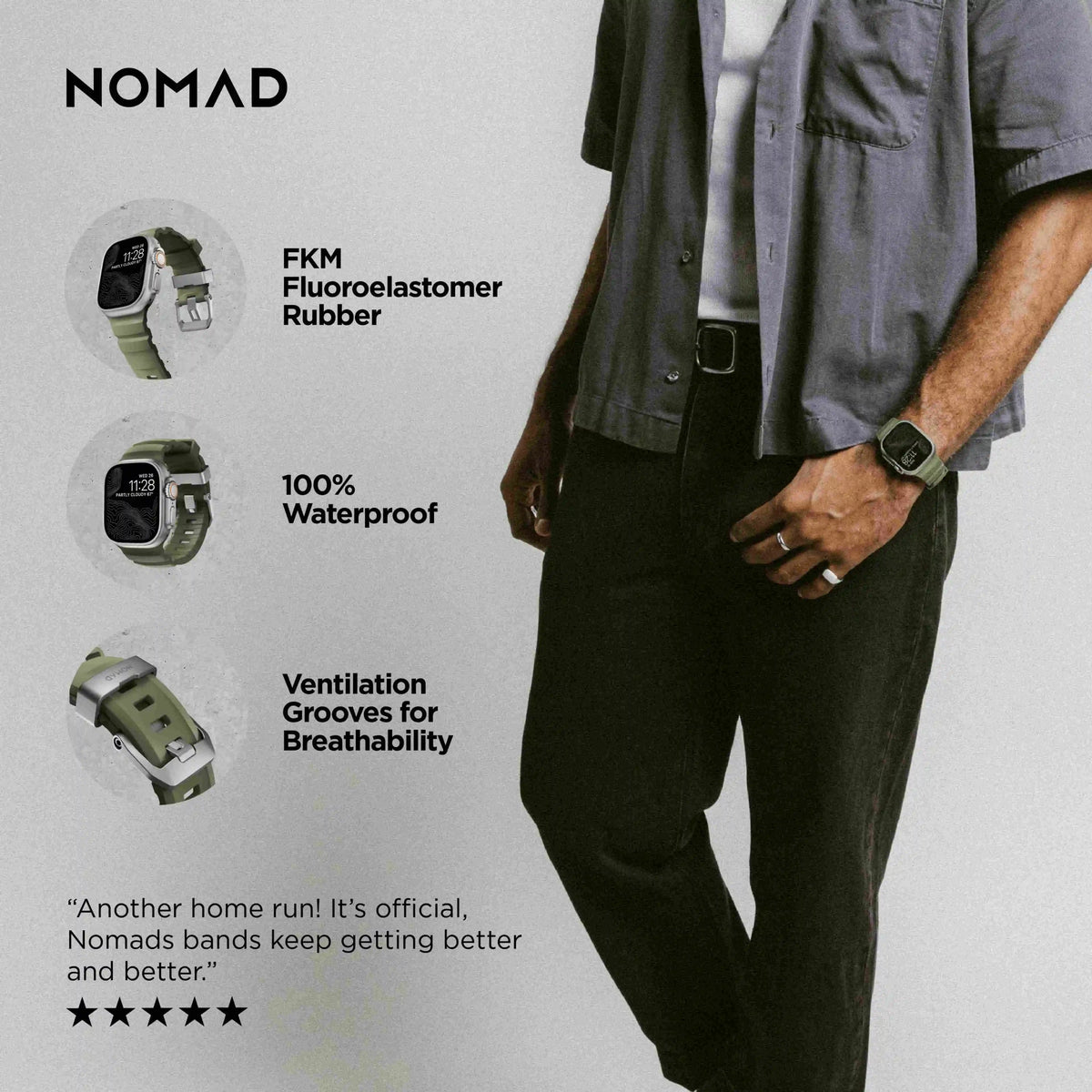 Rocky Point Band - 46mm/49mm | Storm | Natural Hardware
